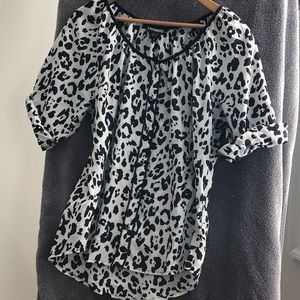 Express size S leopard print button blouse